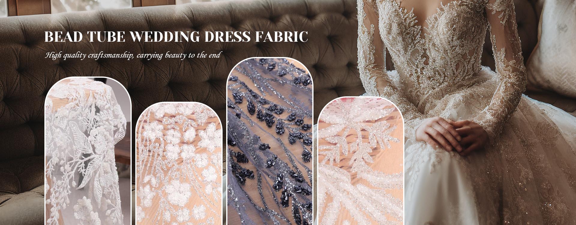China Bead Tube Wedding Dress Fabric Supplies